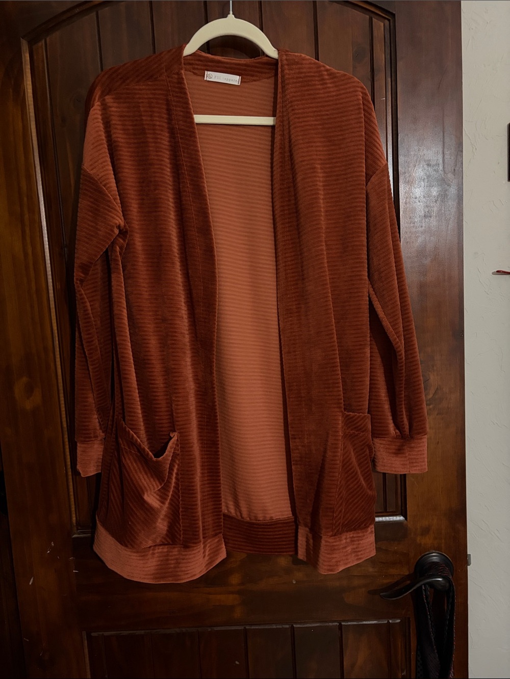 Cozy Ribbed Open-Front Cardigan Sweater - Rust